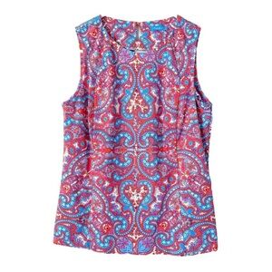 J. McLaughlin Top Tania Augusta Sleeveless Paisley Pink Blue White Size Medium